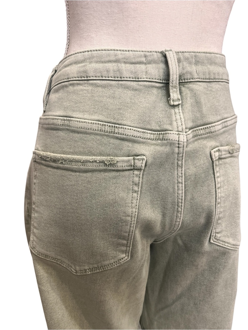 Lovervet by Vervet Olive Green High Rise Crop Wide Leg Raw Hem Jeans 32/15 - Picture 6 of 10